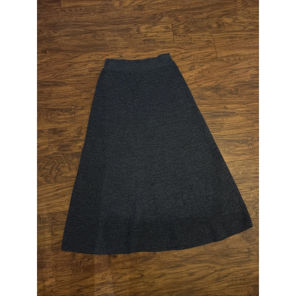 Uniqlo Women's Washable Milano Ribbed Flare Skirt Grey L